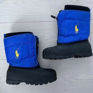Polo Ralph Lauren Boys Kids Zip Blue Boots Yellow Pony ( 9 )